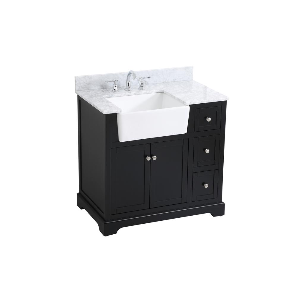 36 inch Single bathroom vanity in black with backsplash. Picture 8