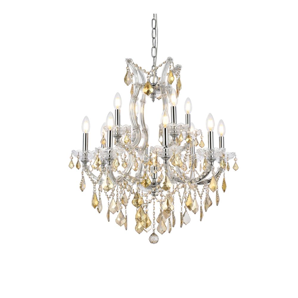 Maria Theresa 13 light Chrome Chandelier Golden Teak (Smoky) Royal Cut Crystal. Picture 2