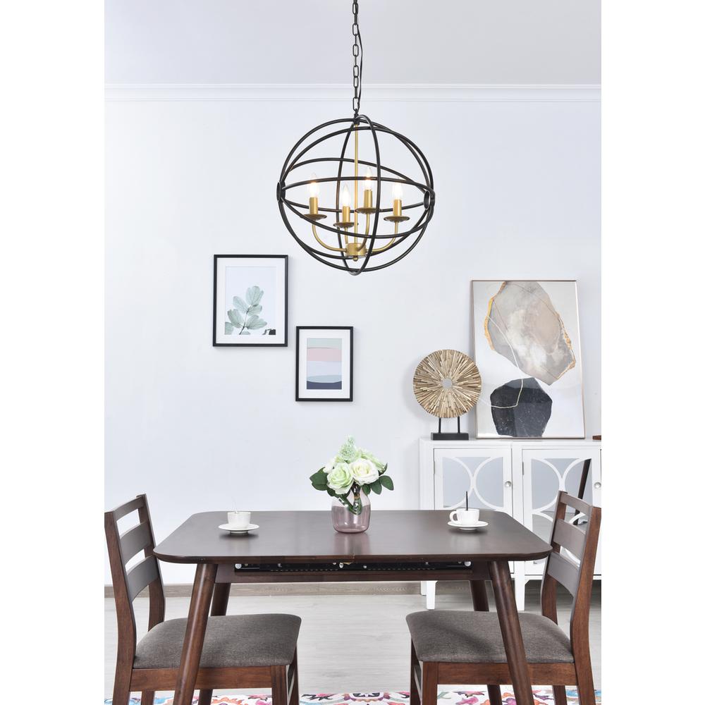 Octavia 4 light Brass and Dark Brown Pendant. Picture 14