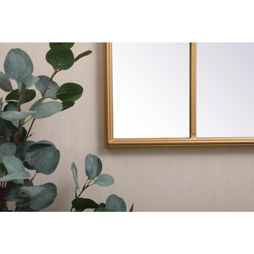 Metal frame rectangle mirror 14x28 inch in Brass. Picture 3