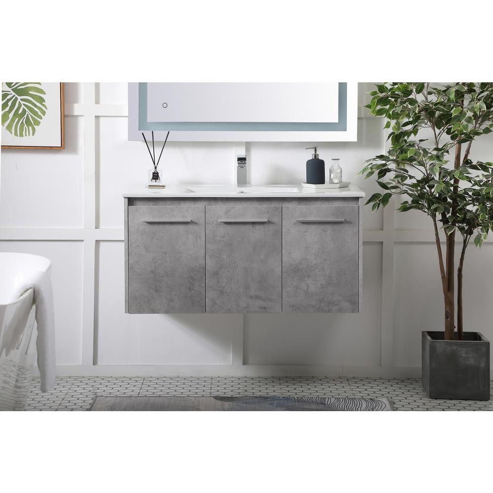 40 inch  Single Bathroom Floating Vanity in Concrete Grey. Picture 13