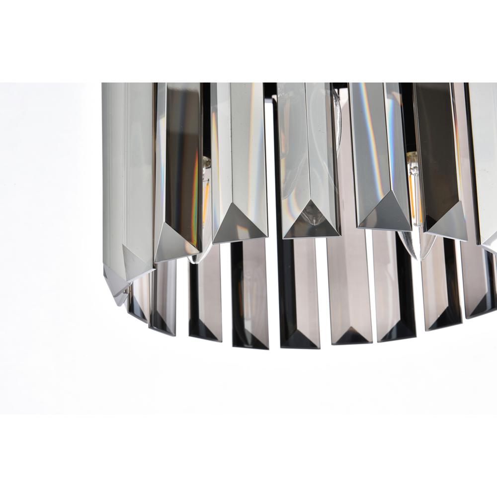 Sydney 3 light Matte Black Pendant Silver Shade (Grey) Royal Cut Crystal. Picture 3
