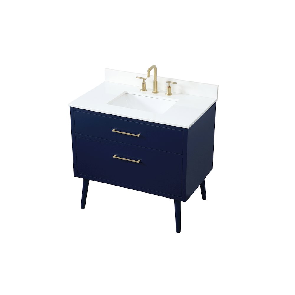 36 Inch Bathroom Vanity In Blue With Backsplash. Picture 9