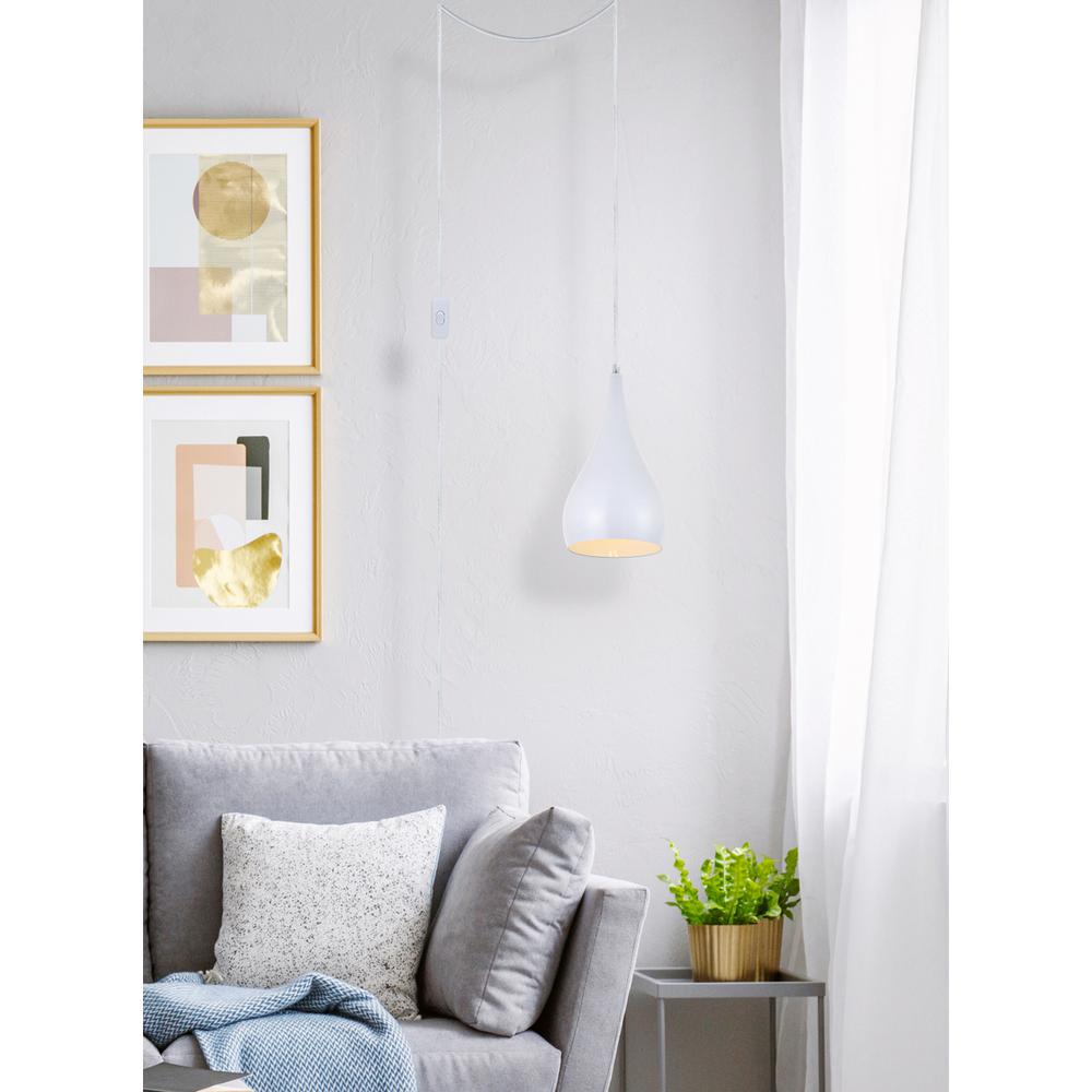 Nora 1 Light white plug-in pendant. Picture 5