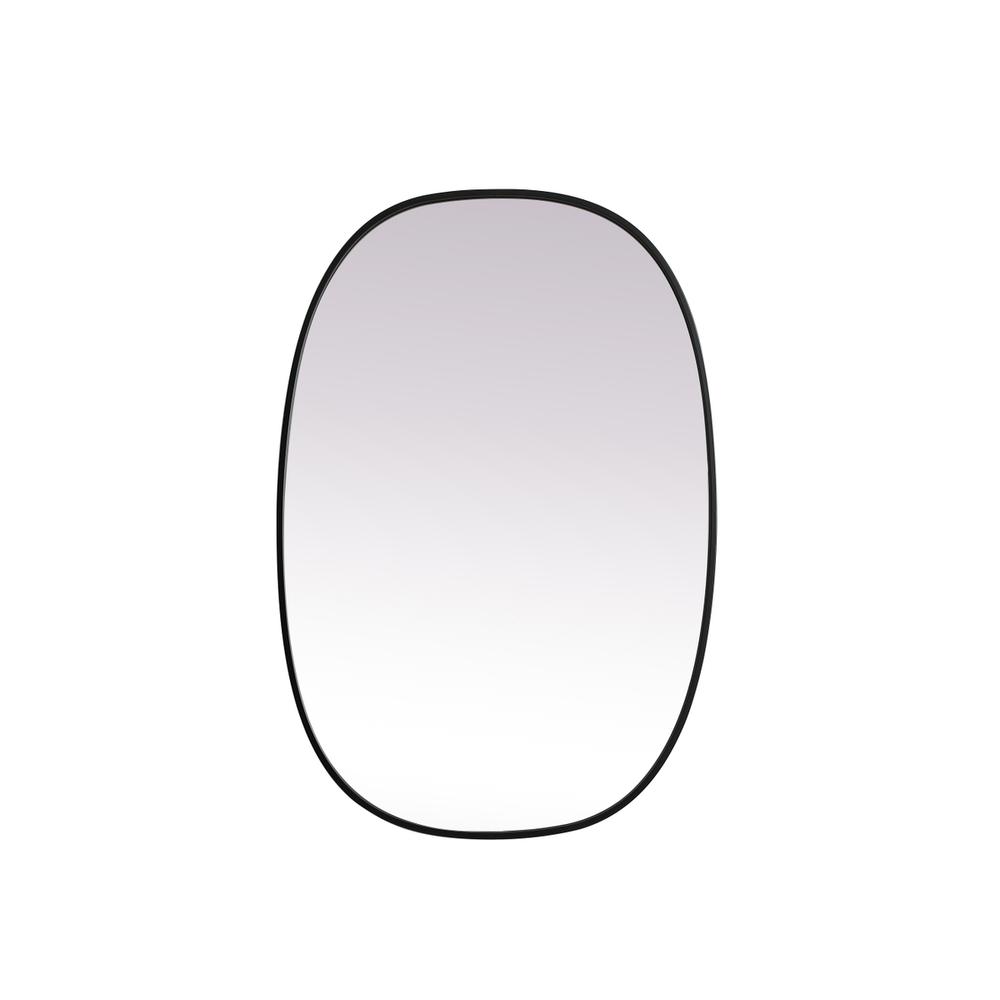 Metal Frame Oval Mirror 27x40 Inch in Black. Picture 1