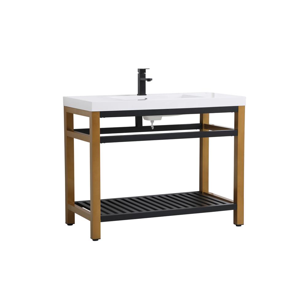 42 inch Single Bathroom Metal Vanity in Golden Black. Picture 6