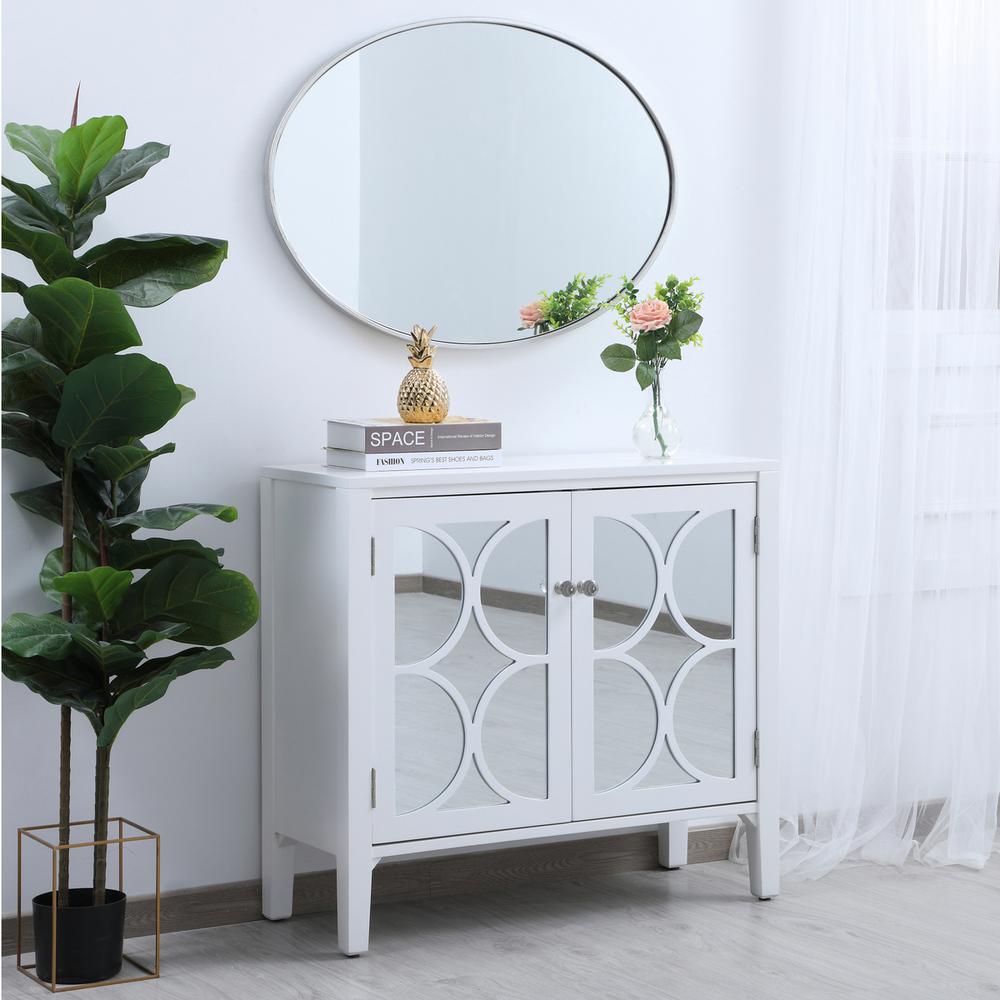 Metal frame oval mirror 34 inch in silver. Picture 8