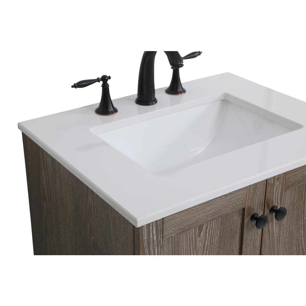 24 inch Single Bathroom Vanity in Weathered oak. Picture 10