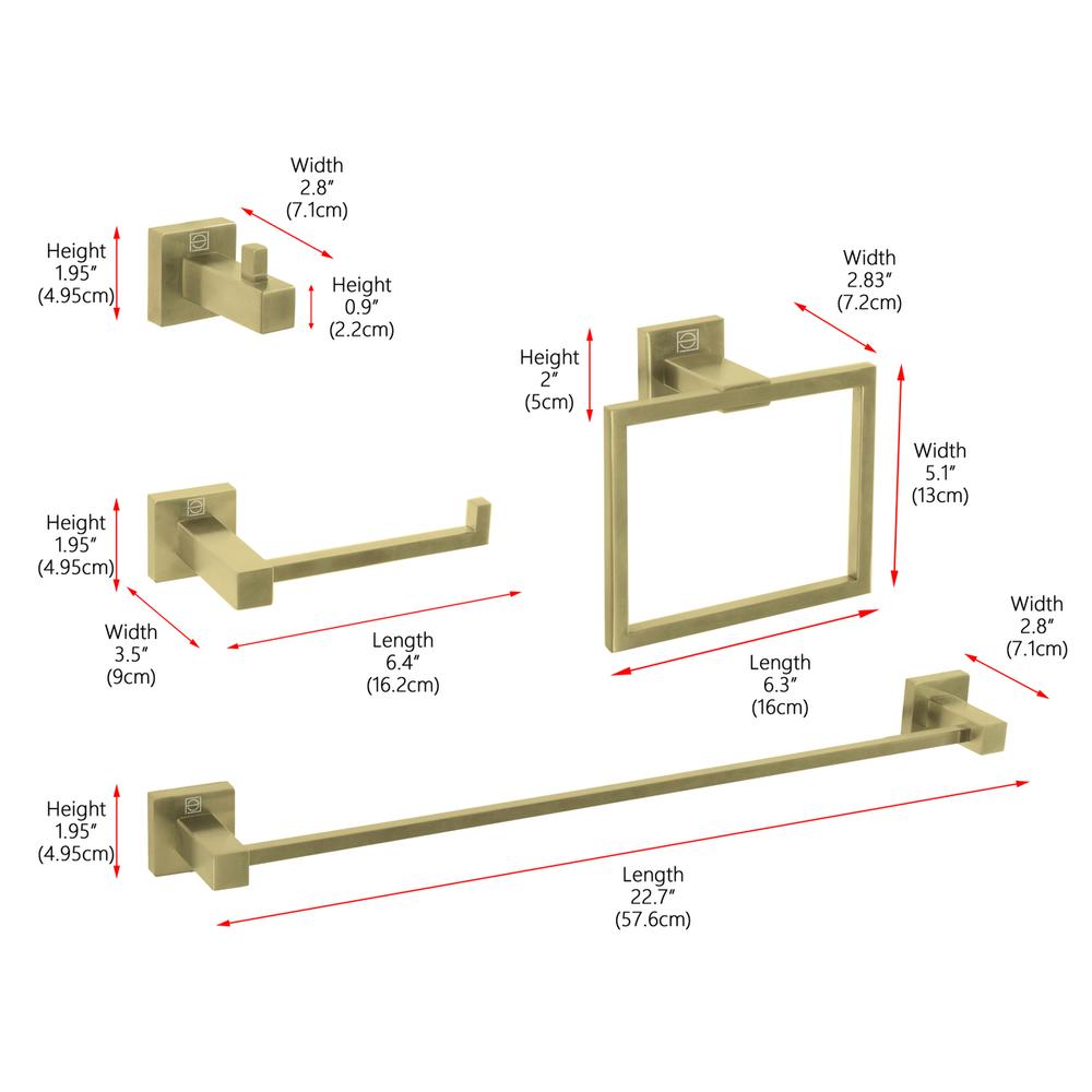 Isla 4-Piece Bathroom Hardware Set in Brushed Gold. Picture 11