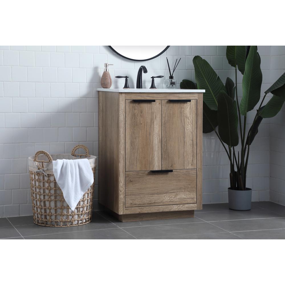 24 Inch SIngle Bathroom Vanity In Natural Oak. Picture 2