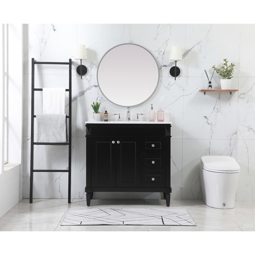 36 inch Single bathroom vanity in black with backsplash. Picture 4