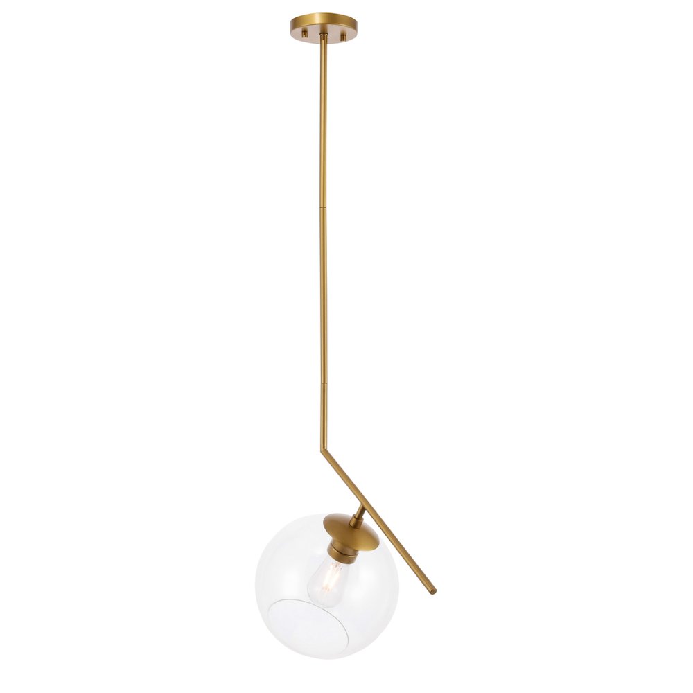 Ryland 1 Light Brass And Clear Glass Pendant. Picture 4