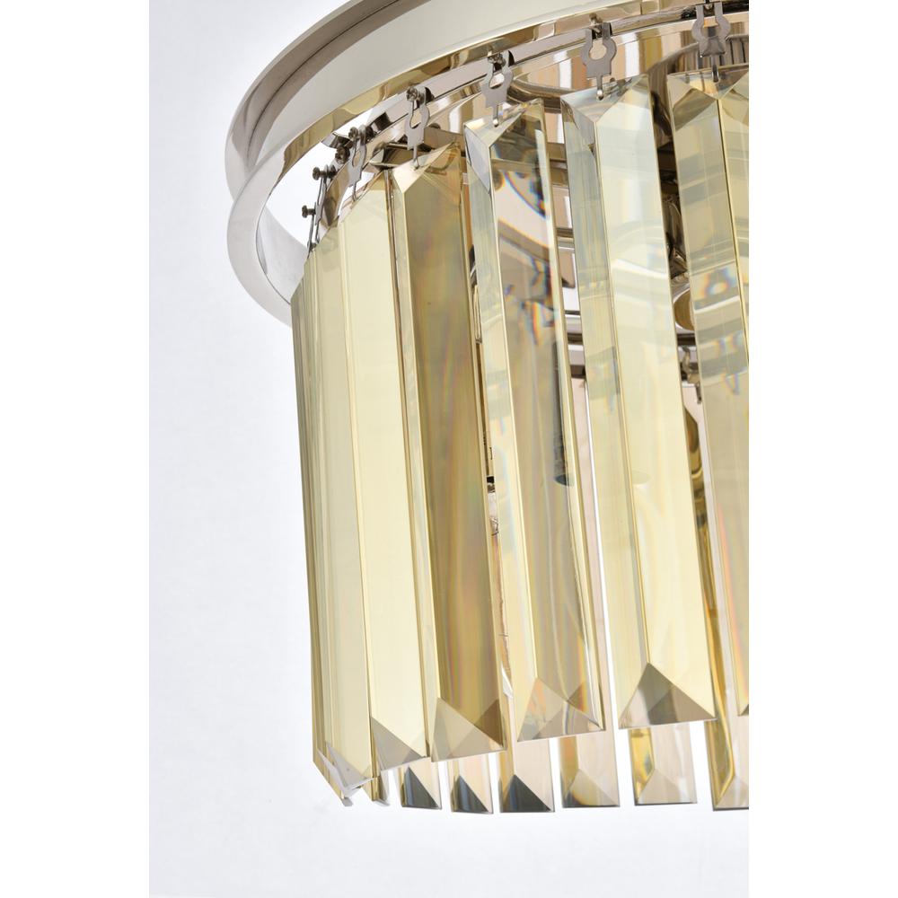 Sydney 3 light polished nickel Pendant Golden Teak (Smoky) Royal Cut Crystal. Picture 4