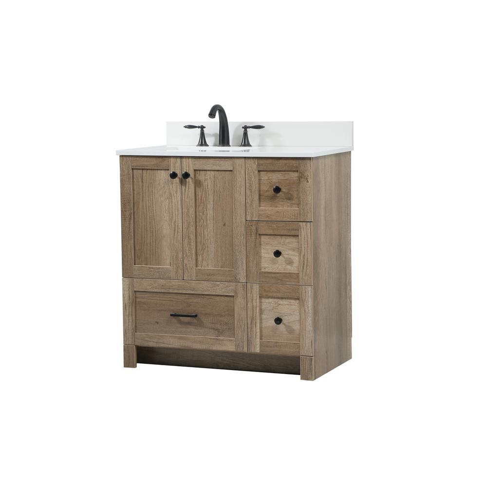 32 inch Single bathroom vanity in natural oak with backsplash. Picture 7