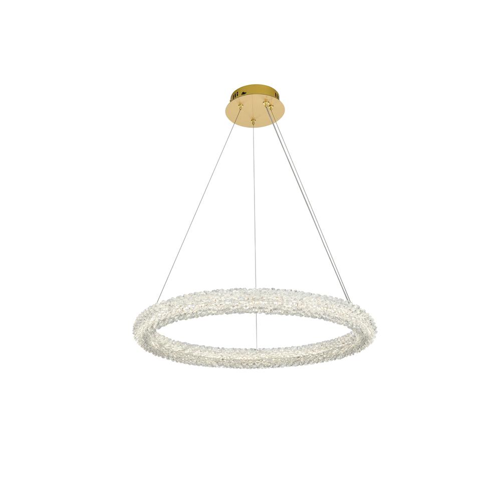 Bowen 26 inch Adjustable LED Chandelier in Satin Gold. Picture 2
