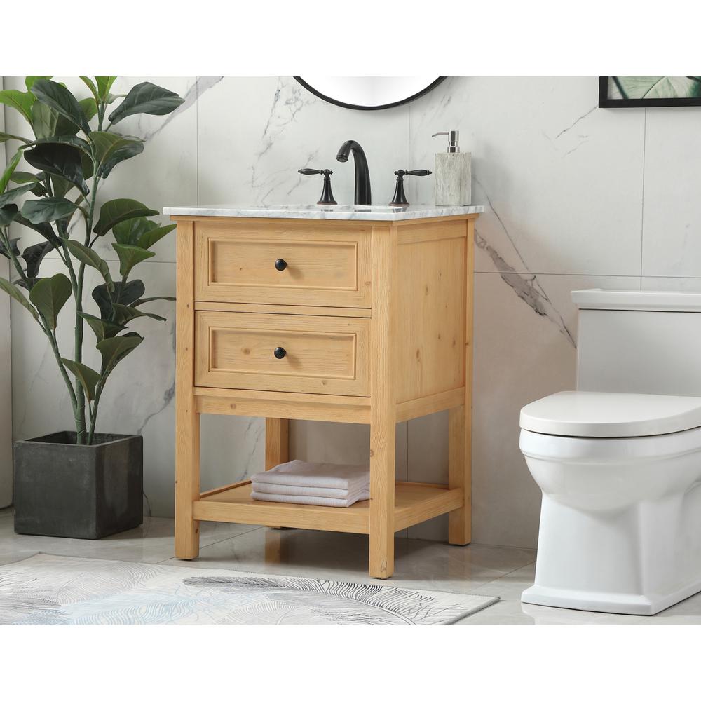 24 inch Single bathroom vanity in natural wood. Picture 2