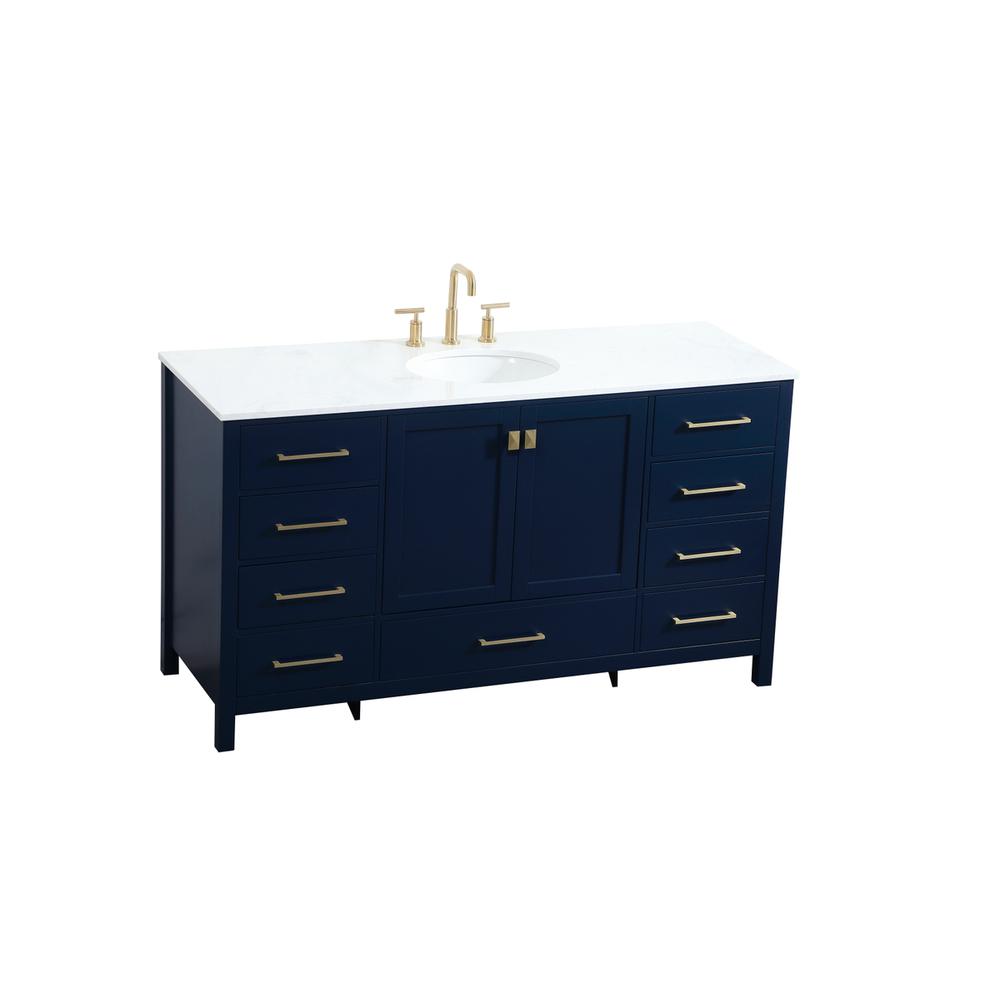 60 inch Single bathroom vanity in blue. Picture 8