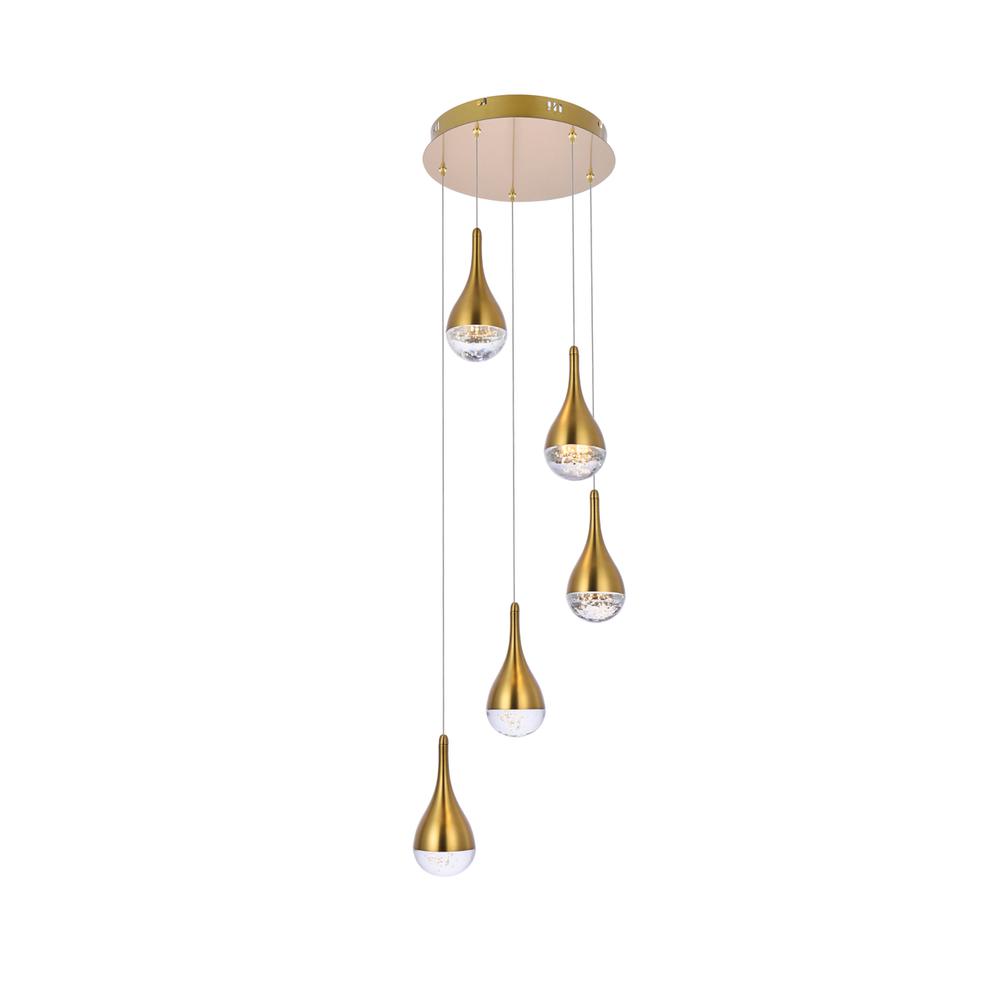 Amherst 14.5 inch LED pendant in satin gold. Picture 1