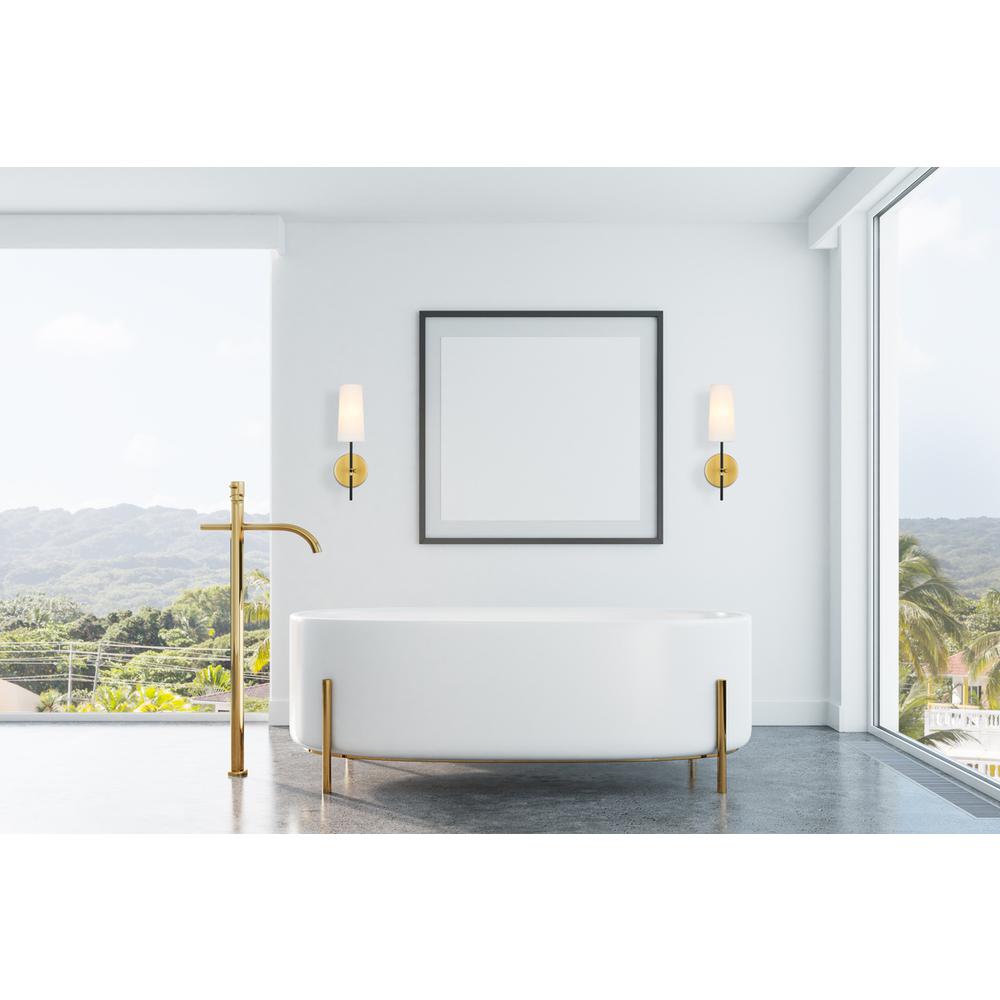Mel 1 light Brass and Black and White shade wall sconce. Picture 14