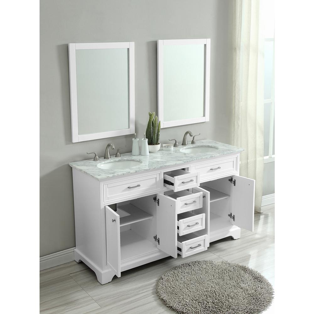 60 In. Double Bathroom Vanity Set In White. Picture 10