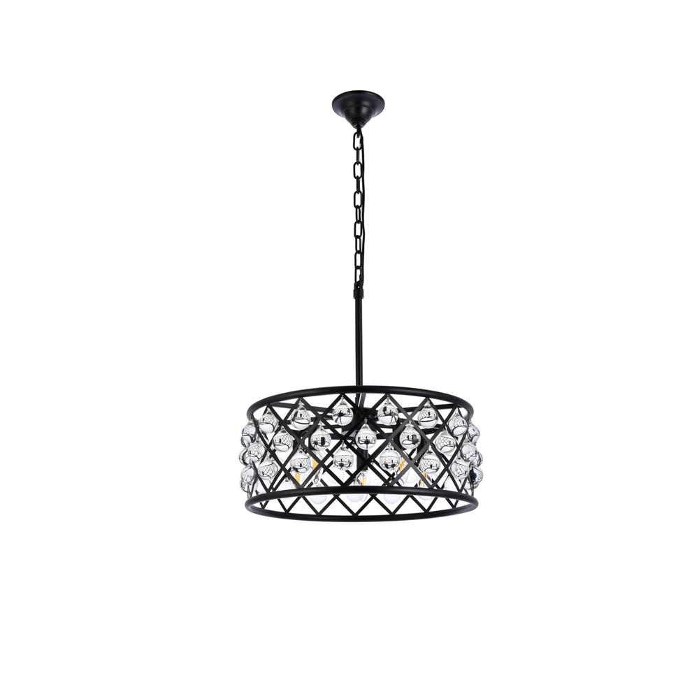 Madison 5 light Matte Black Pendant Clear Royal Cut Crystal. Picture 6