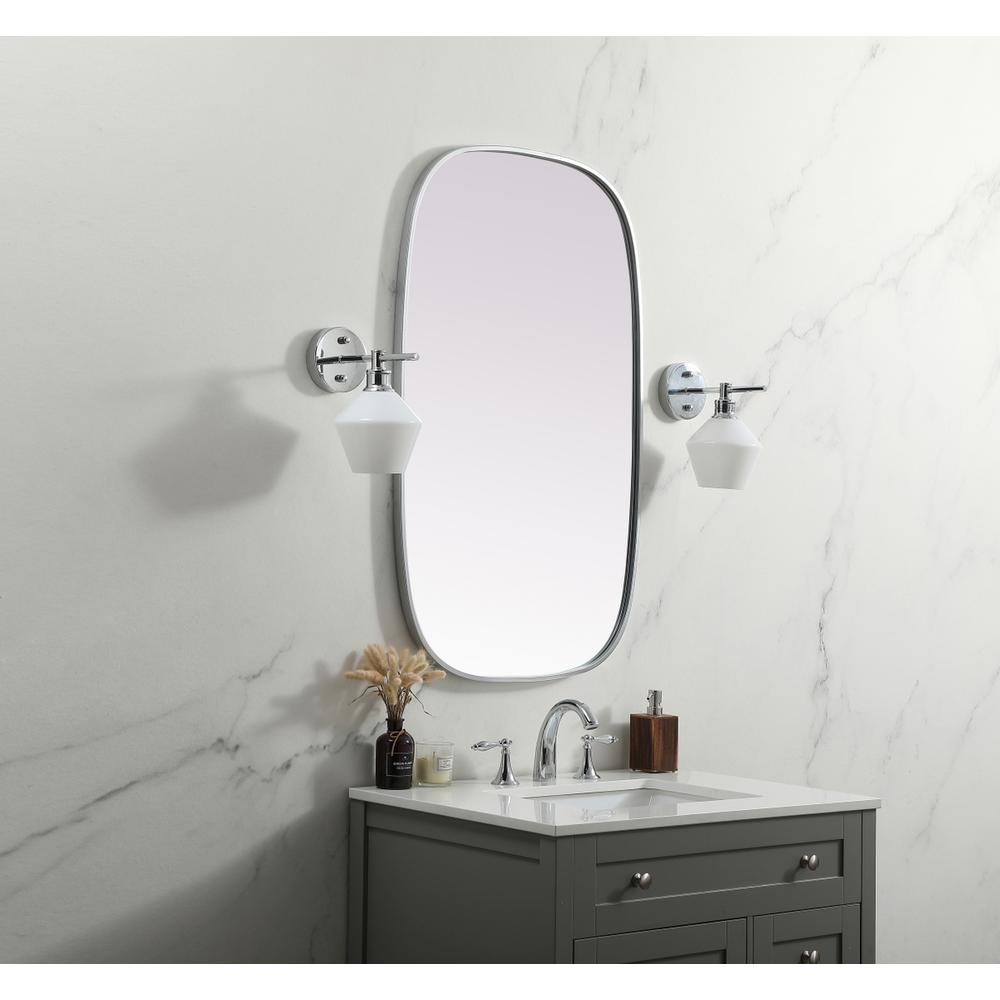 Metal Frame Oval Mirror 24x40 Inch in Silver. Picture 2