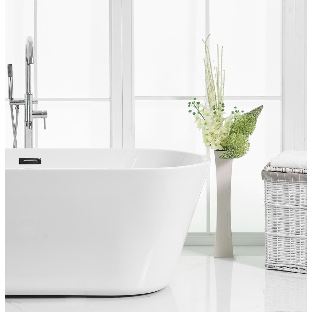 65 inch soaking roll top bathtub in glossy white. Picture 5