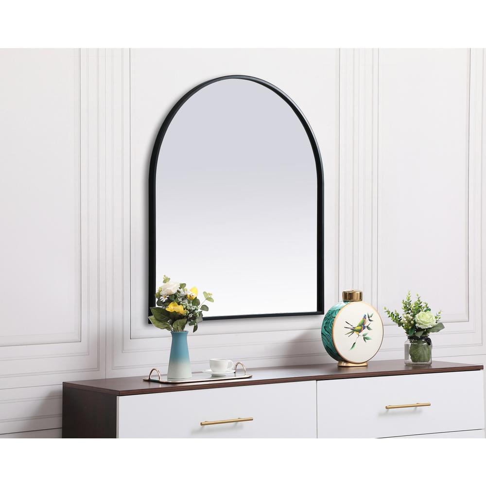 Metal Frame Arch Mirror 27x30 Inch in Black. Picture 4
