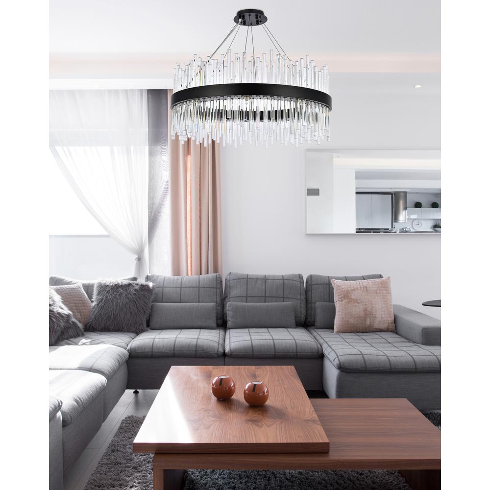 Dallas 32 inch round crystal pendant in black. Picture 7