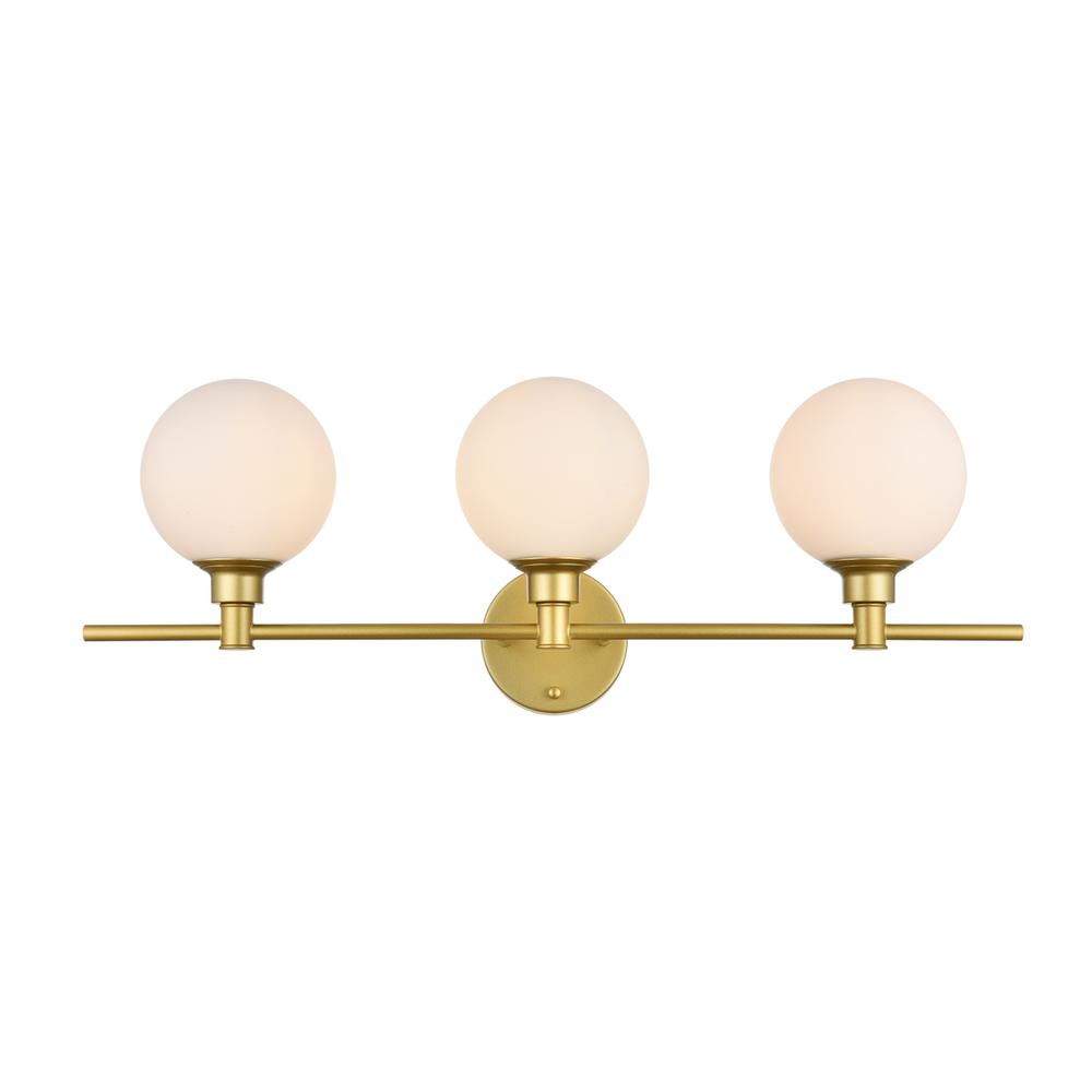 Cordelia 3 light Brass and frosted white Bath Sconce. Picture 1