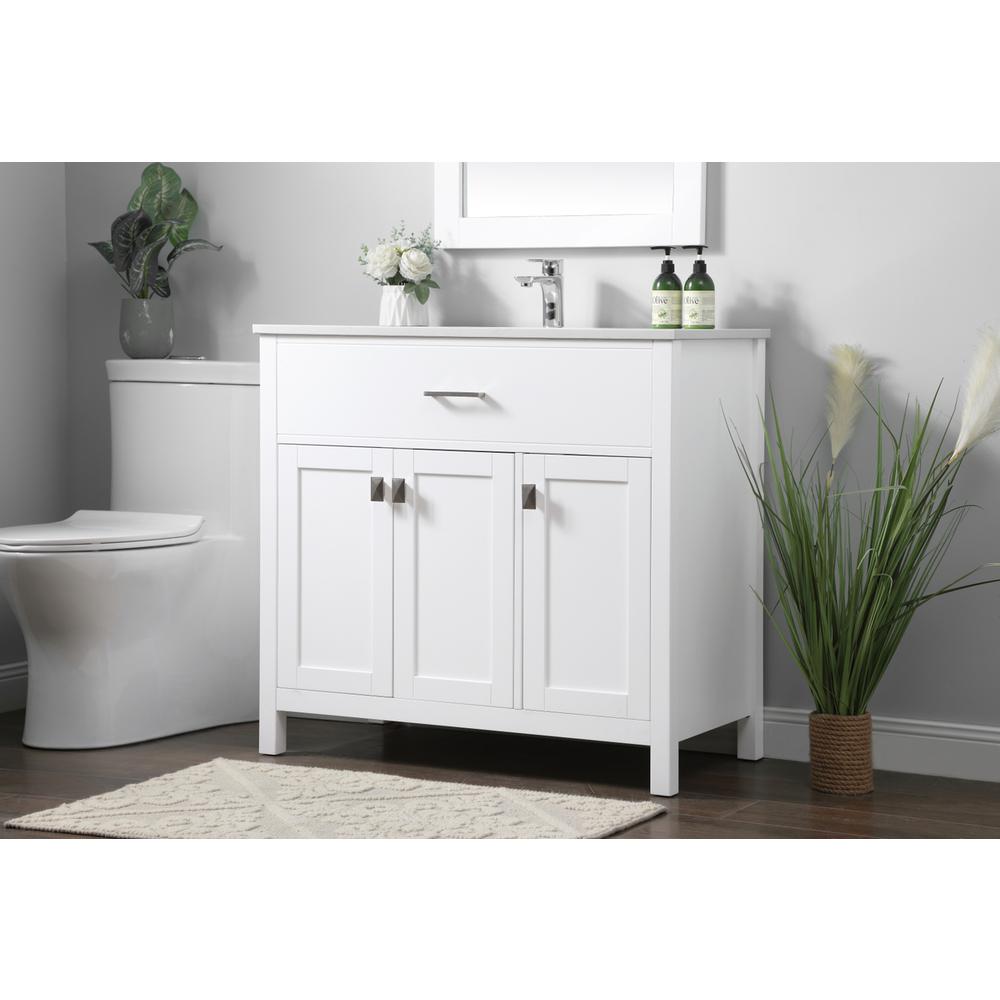36 Inch SIngle Bathroom Vanity In White. Picture 2