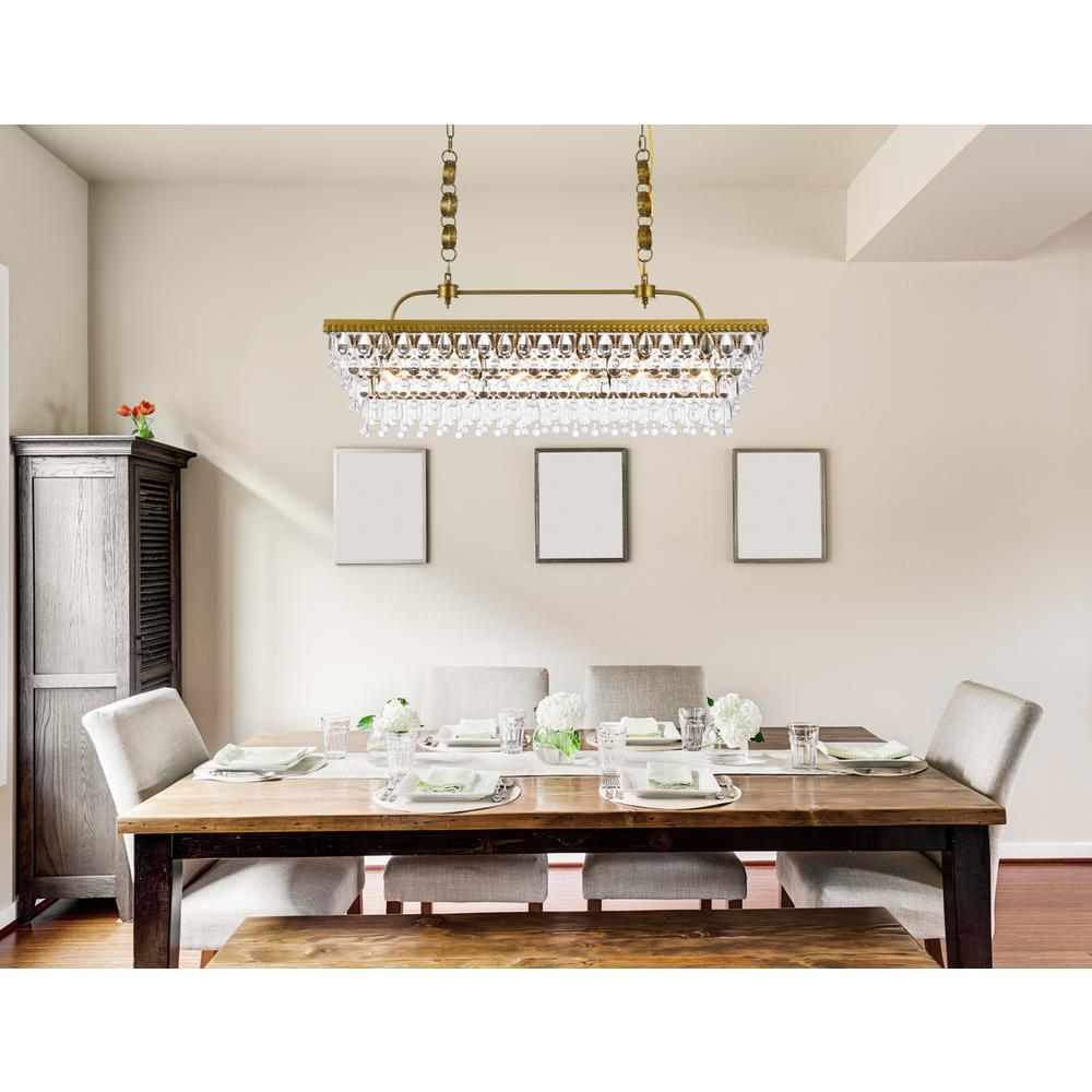 Nordic 40 inch rectangle pendant in brass. Picture 7