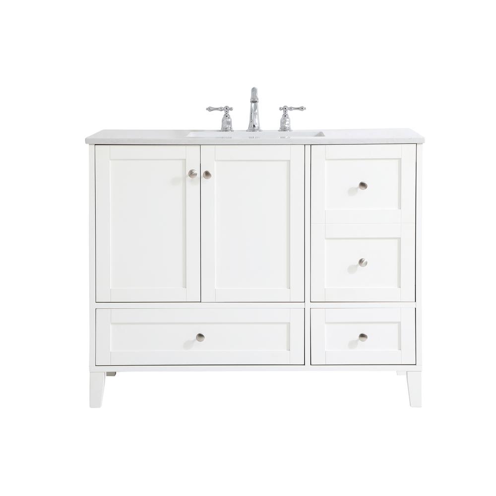 42 inch Single Bathroom Vanity in White. Picture 1