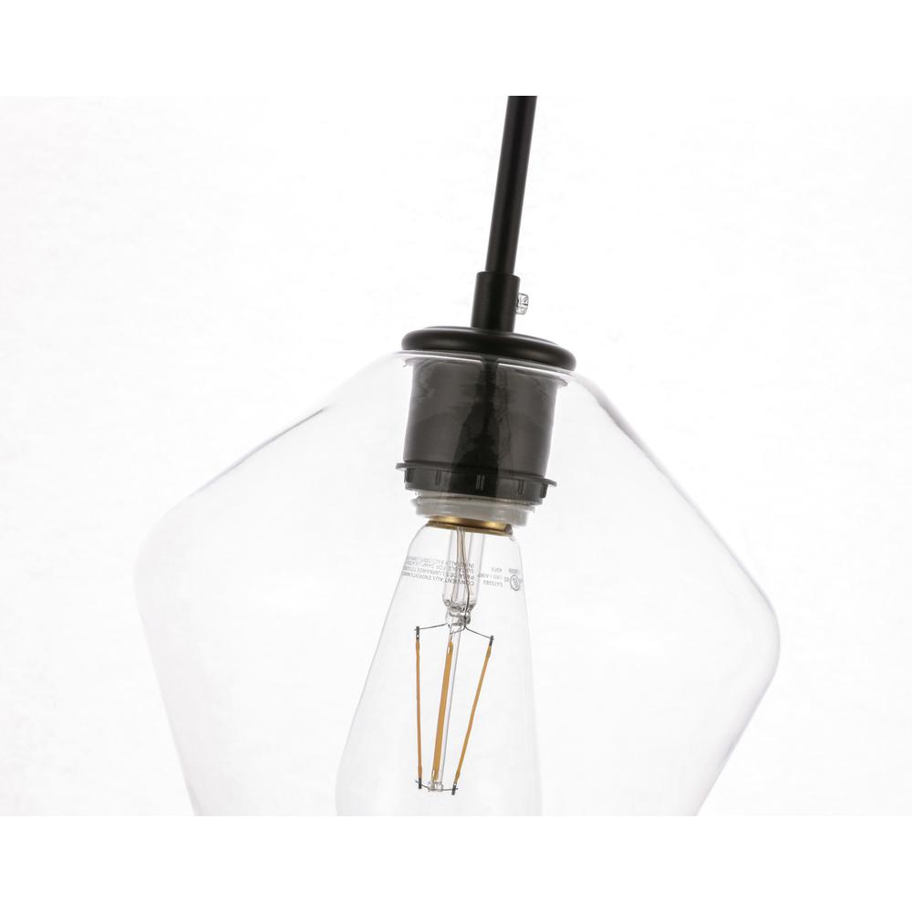 Gene 1 light Black and Clear glass pendant. Picture 10