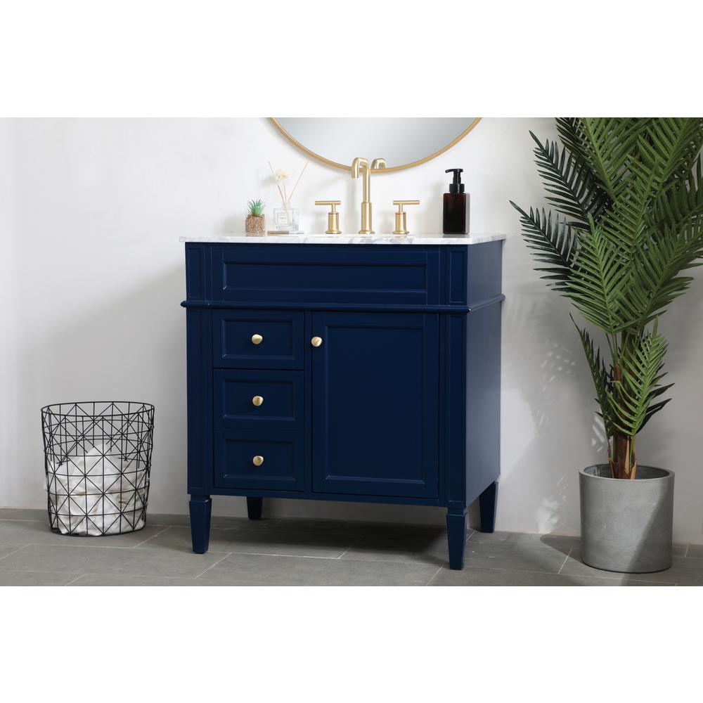 32 inch Single bathroom vanity in blue. Picture 2
