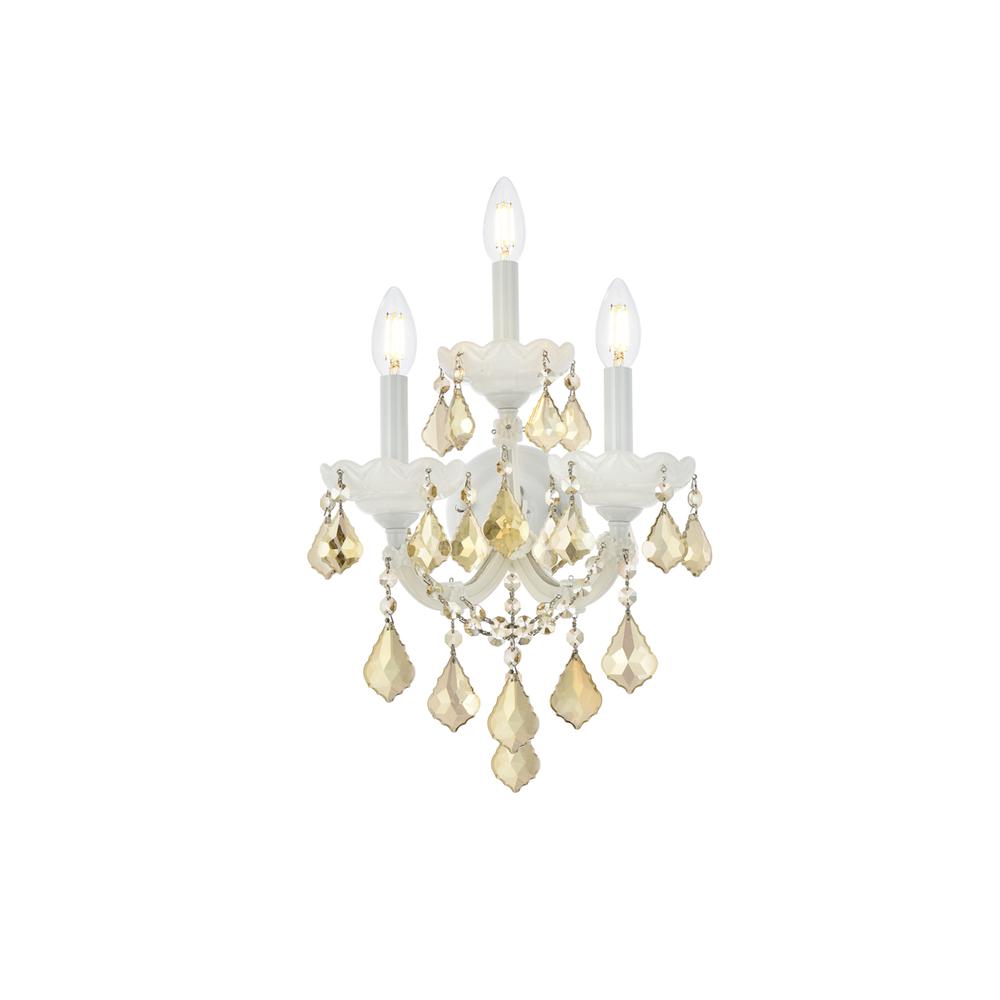 Maria Theresa 3 light white Wall Sconce Golden Teak (Smoky) Royal Cut Crystal. Picture 1