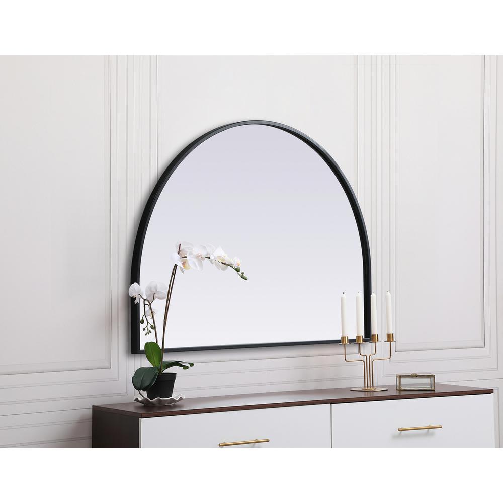 Metal Frame Arch Mirror 33x24 Inch in Black. Picture 4