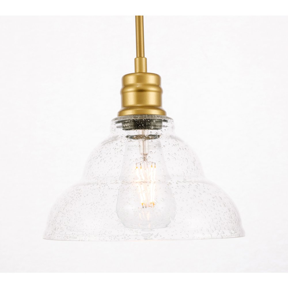 Gil 1 Light Brass And Clear Seeded Glass Pendant. Picture 12