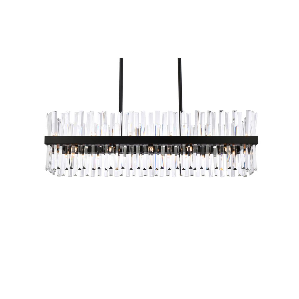Serephina 42 inch crystal rectangle chandelier light in black. Picture 2