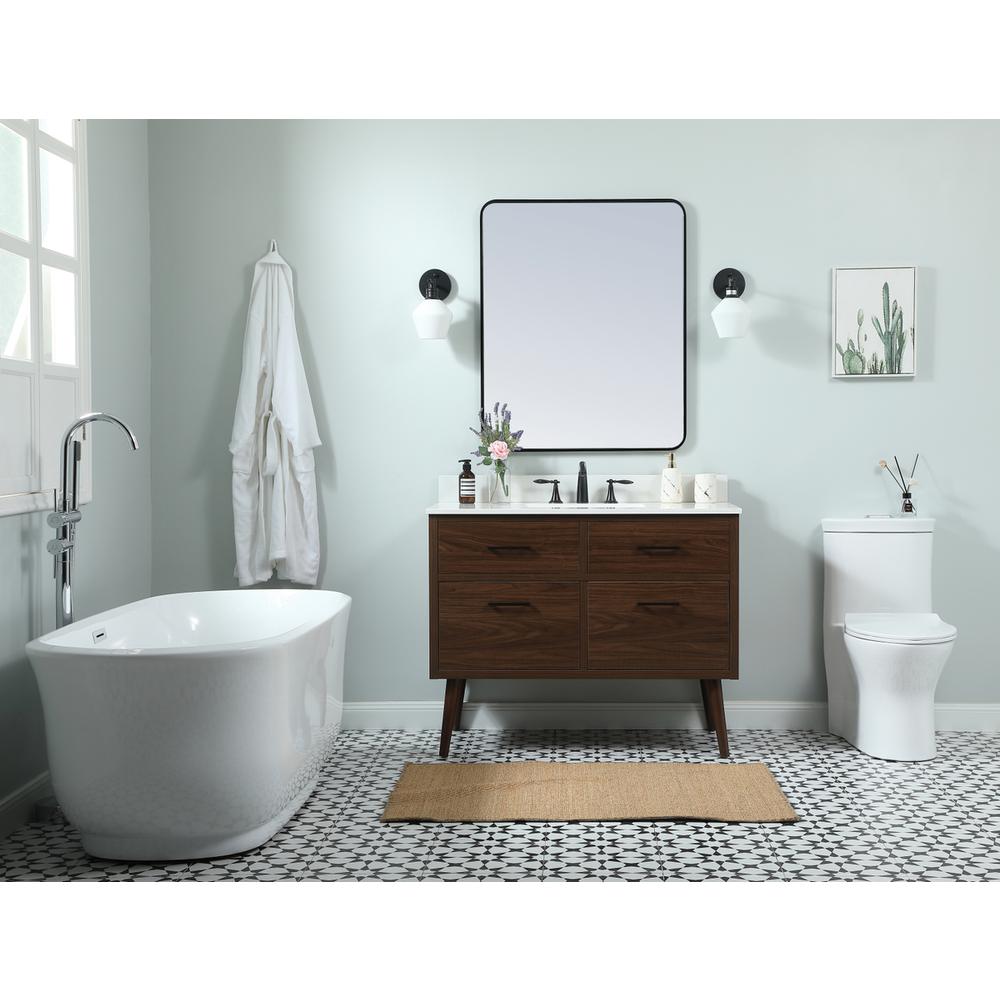 42 inch Single bathroom vanity in walnut with backsplash. Picture 4