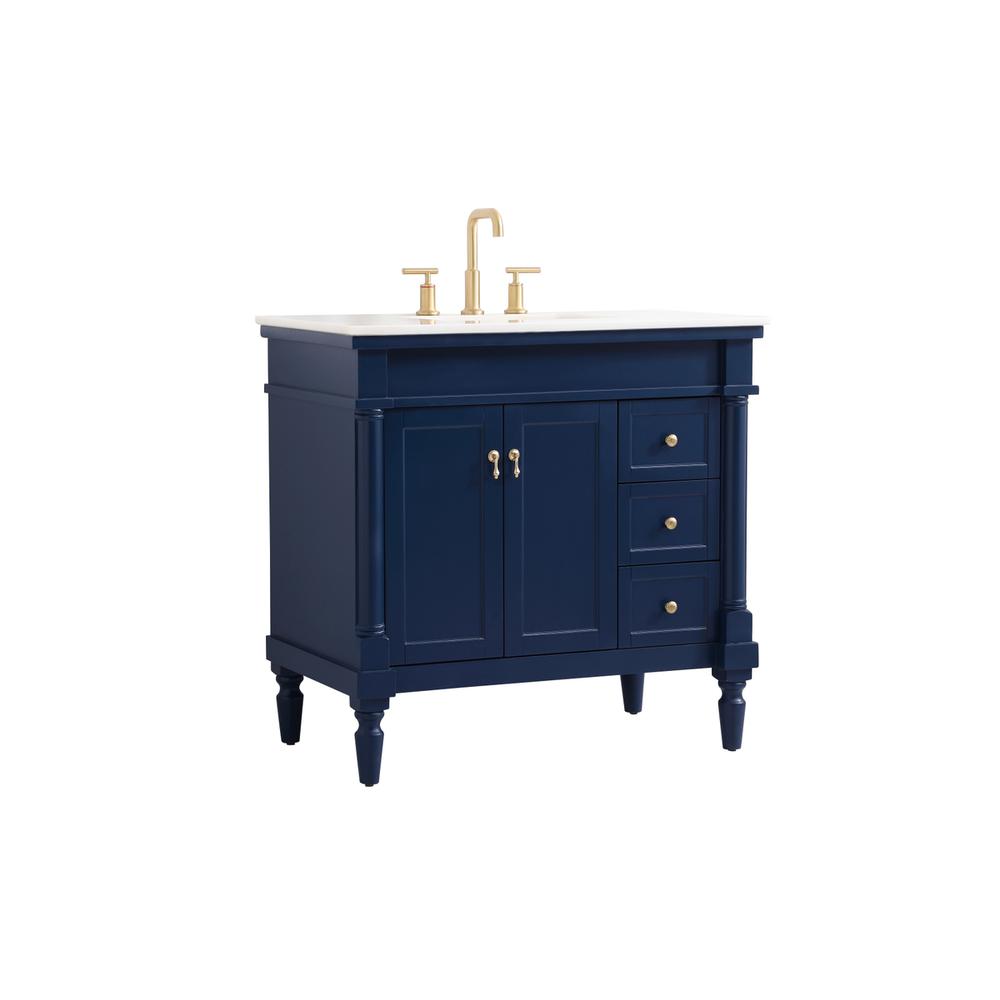 36 inch Single bathroom vanity in blue. Picture 7