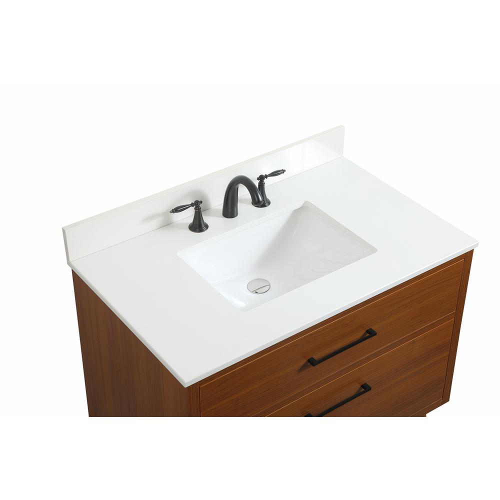 36 inch Single bathroom vanity in teak with backsplash. Picture 10