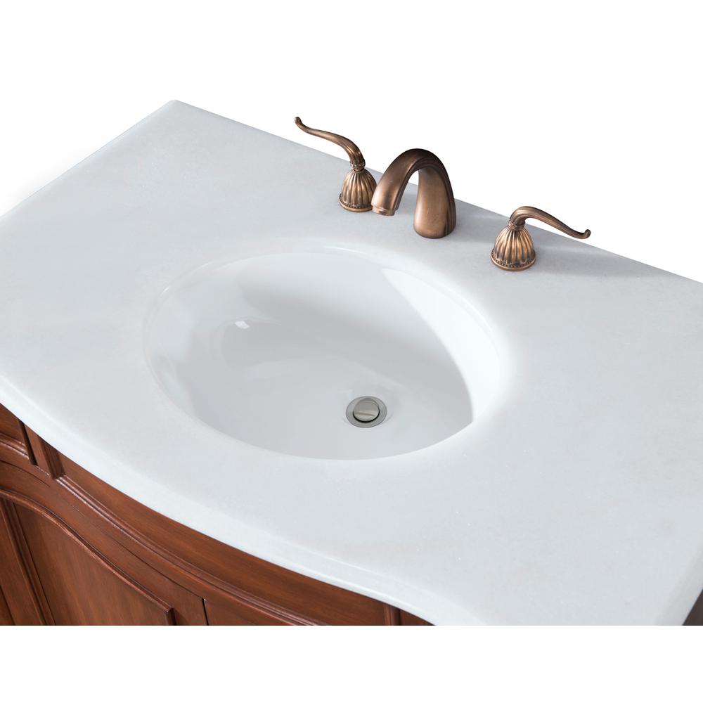 36 inch Single Bathroom vanity in brown with ivory white engineered marble. Picture 6