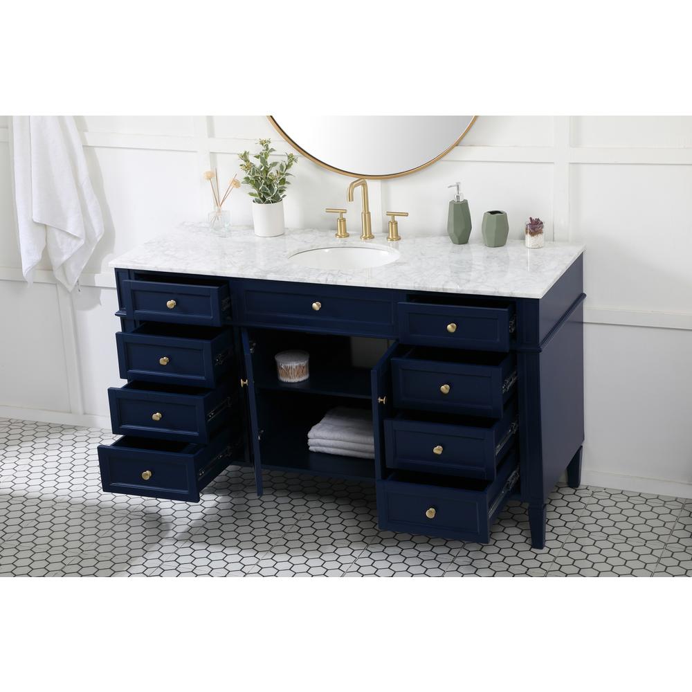60 inch Single bathroom vanity in blue. Picture 3
