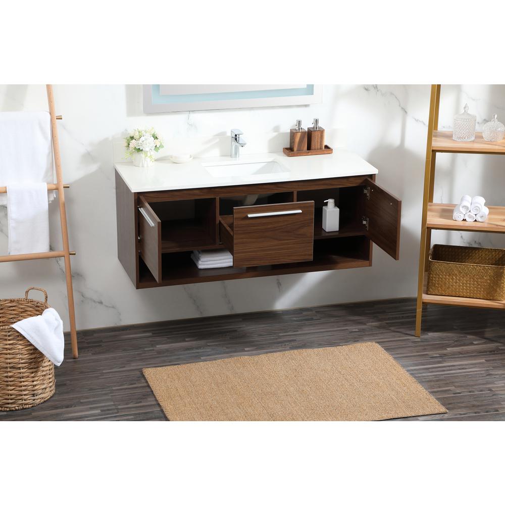 48 inch Single bathroom vanity in walnut with backsplash. Picture 3