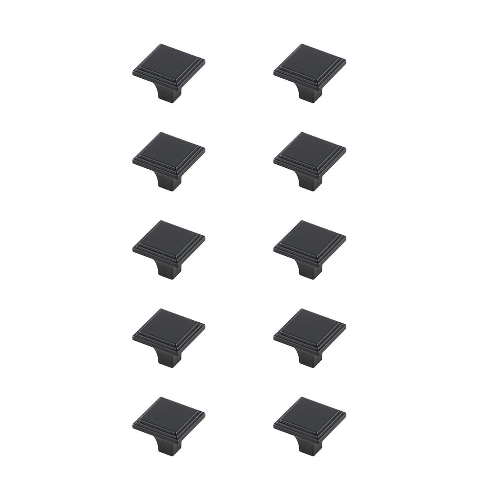 Wilow 1" Matte Black Square Knob Multipack (Set of 10). Picture 1