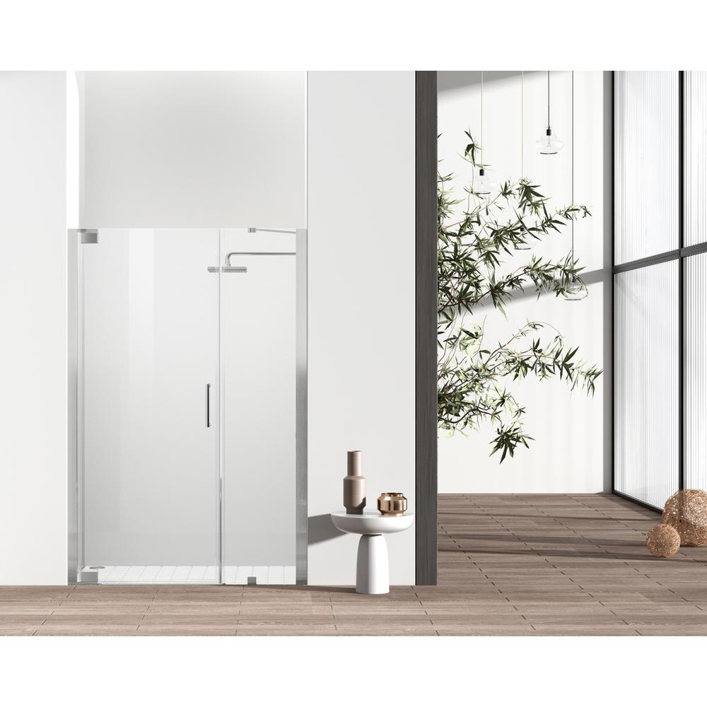 Semi-frameless hinged shower door 48 x 72 Brushed Nickel. Picture 1