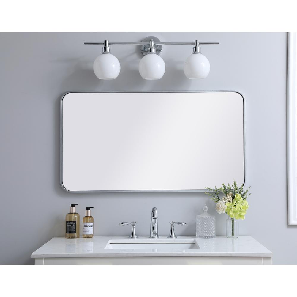 Soft corner metal rectangular mirror 22x40 inch in Silver. Picture 9