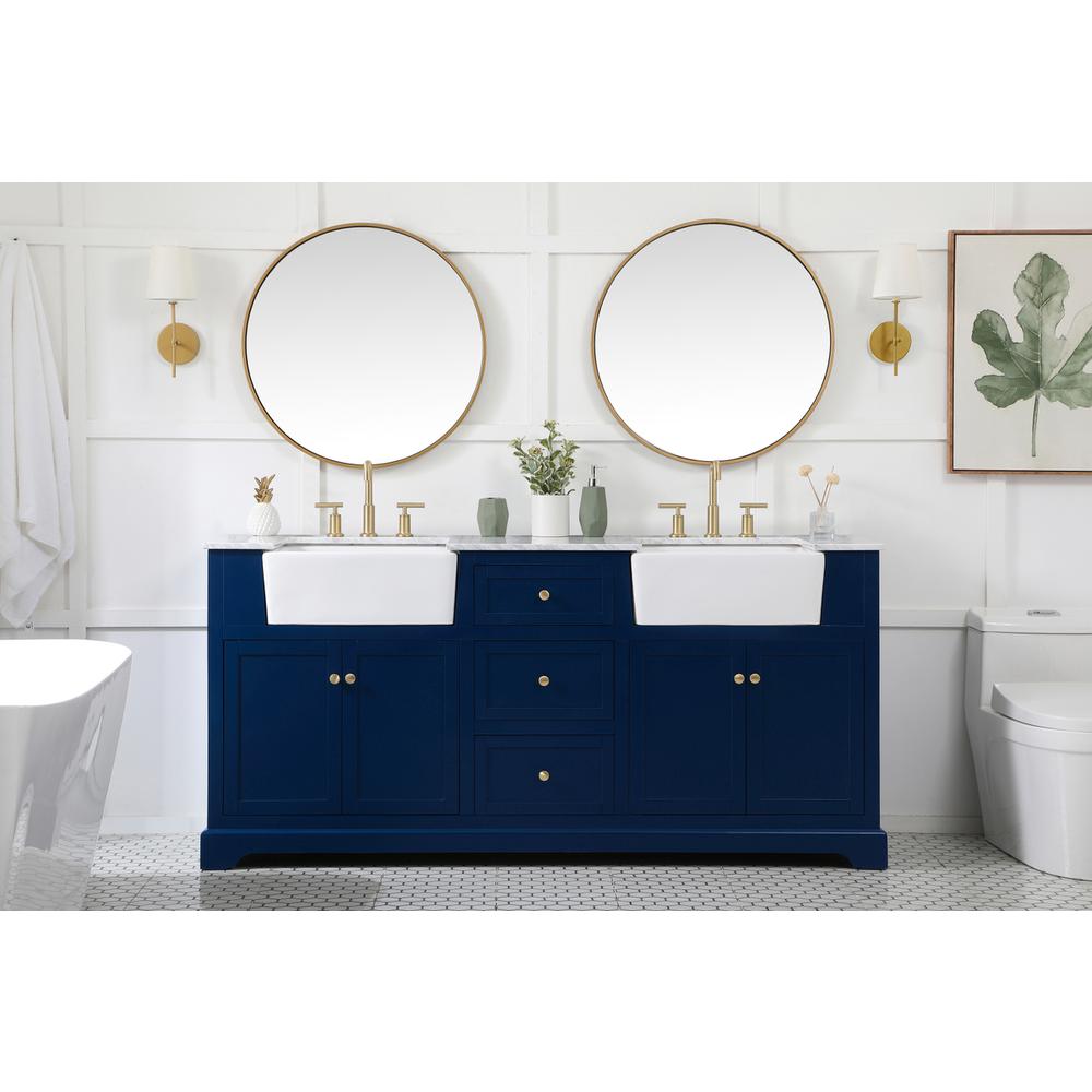 72 inch double bathroom vanity in blue. Picture 4