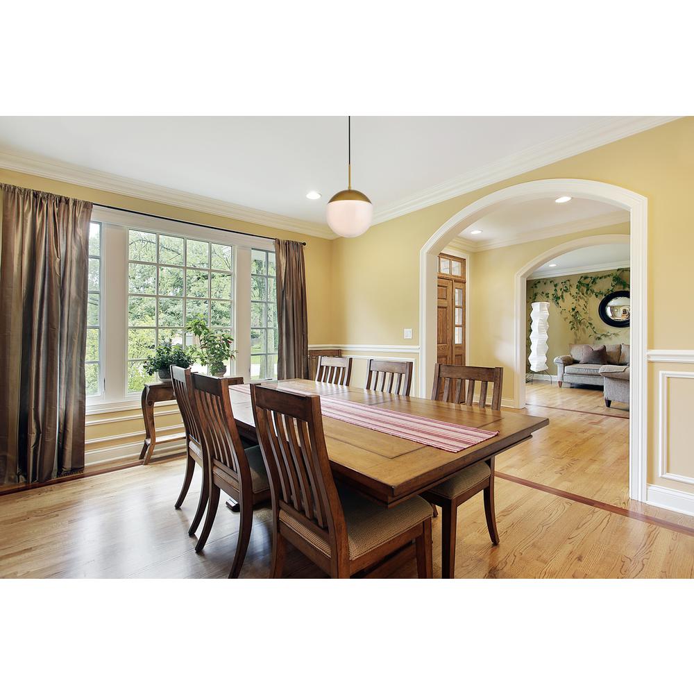 Eclipse 1 Light Brass Pendant With Frosted White Glass. Picture 6